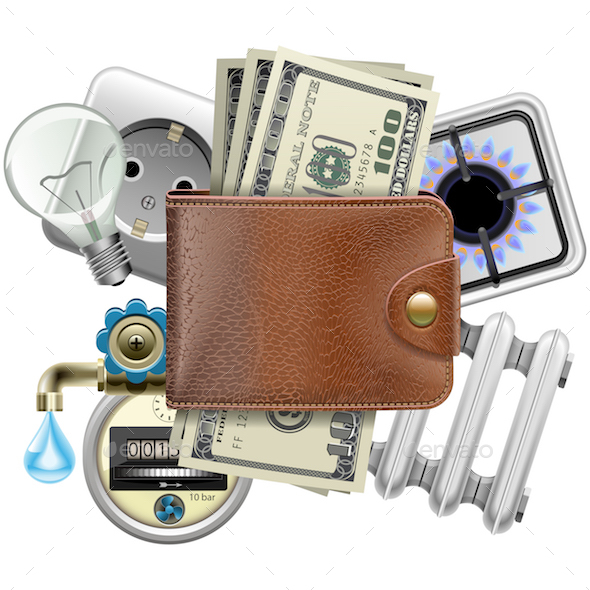 Vector Utilities Payments Concept - Services Commercial / Shopping