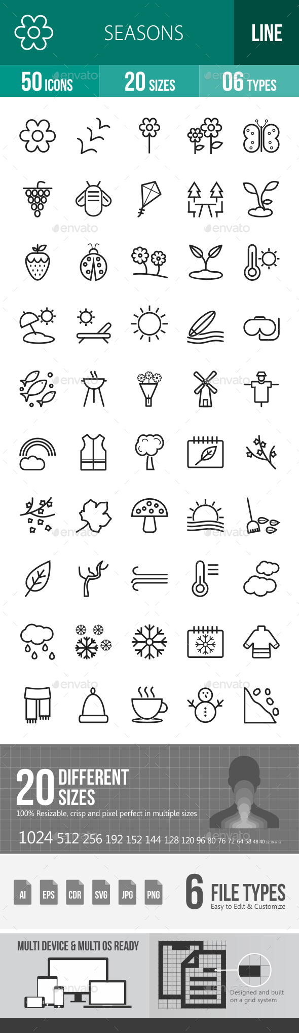 Seasons Line Icons - Icons