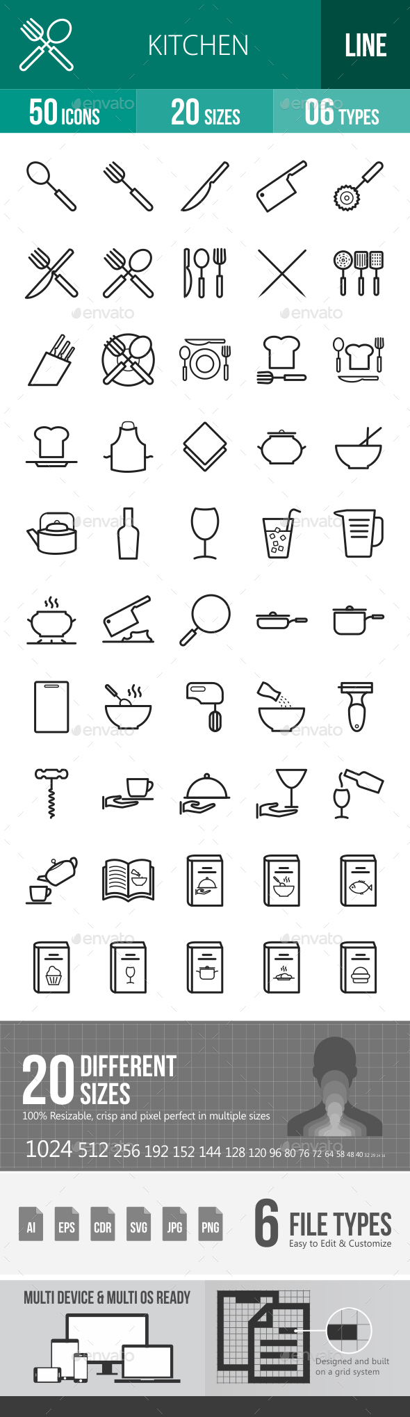 Kitchen Line Icons - Icons