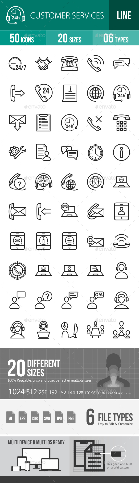 Customer Services Line Icons - Icons