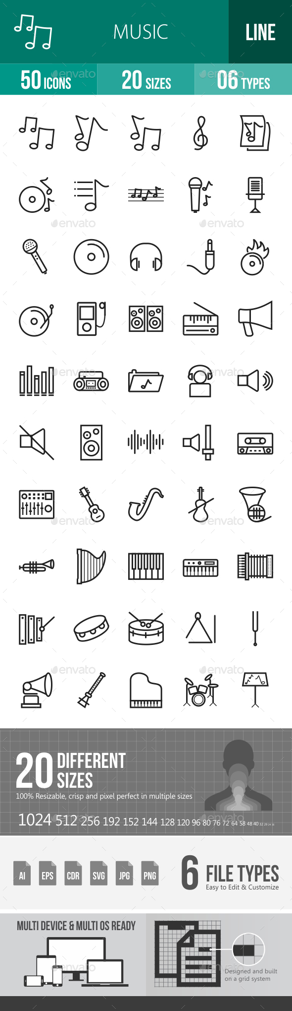 Music Line Icons - Icons