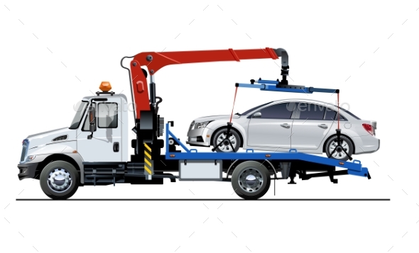 Vector Tow Truck Template Isolated on White - Man-made Objects Objects