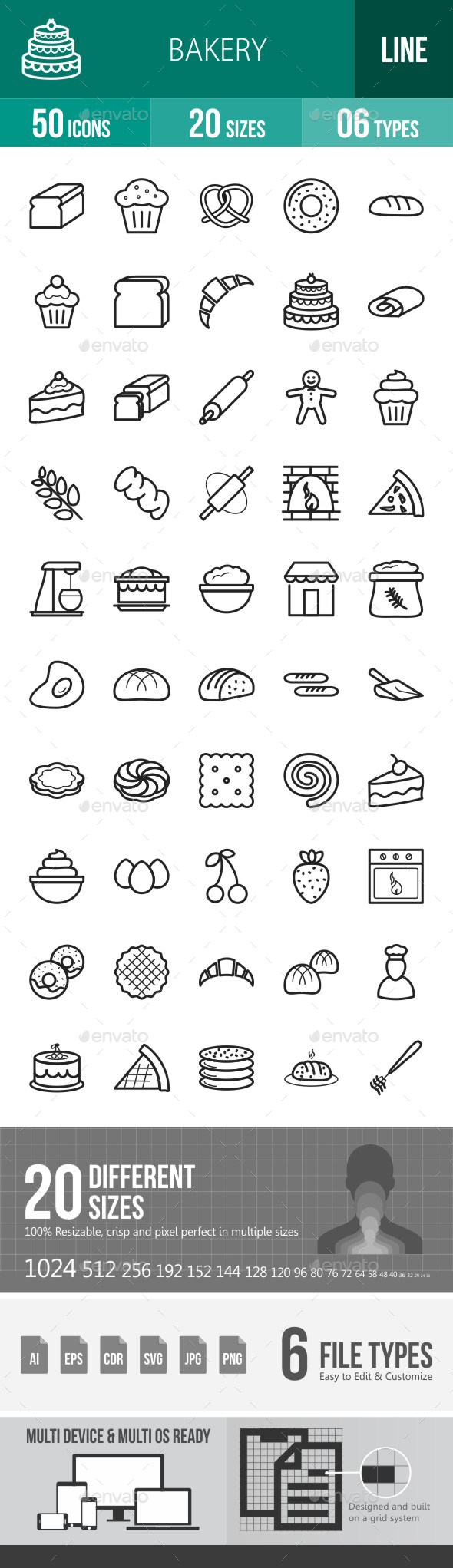 Bakery Line Icons - Icons