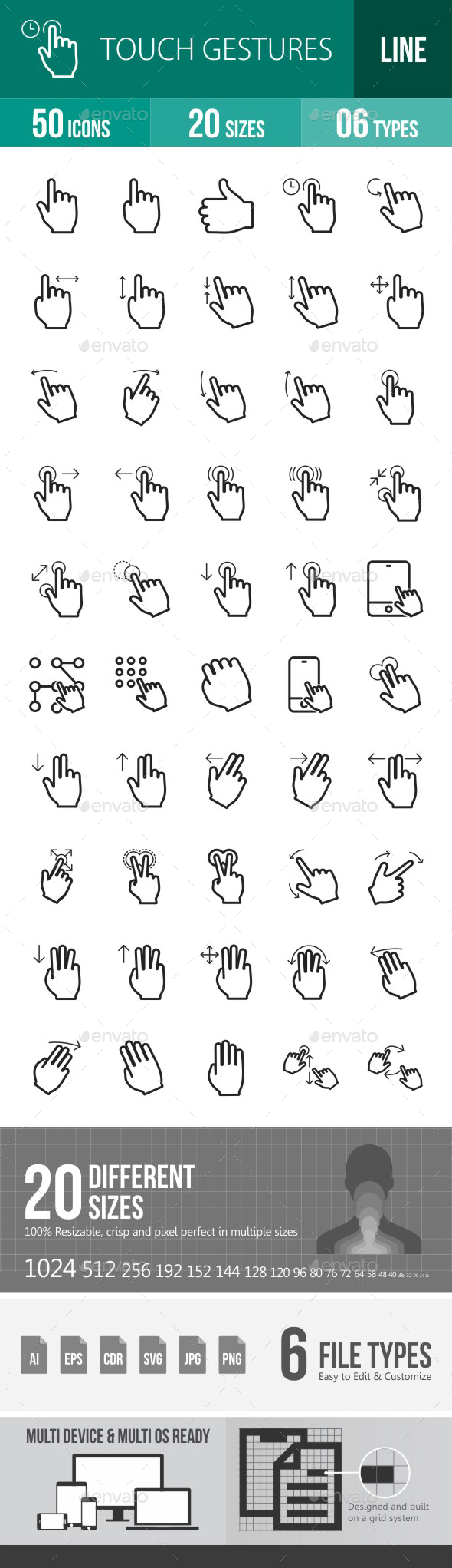 Touch Gestures Line Icons - Icons