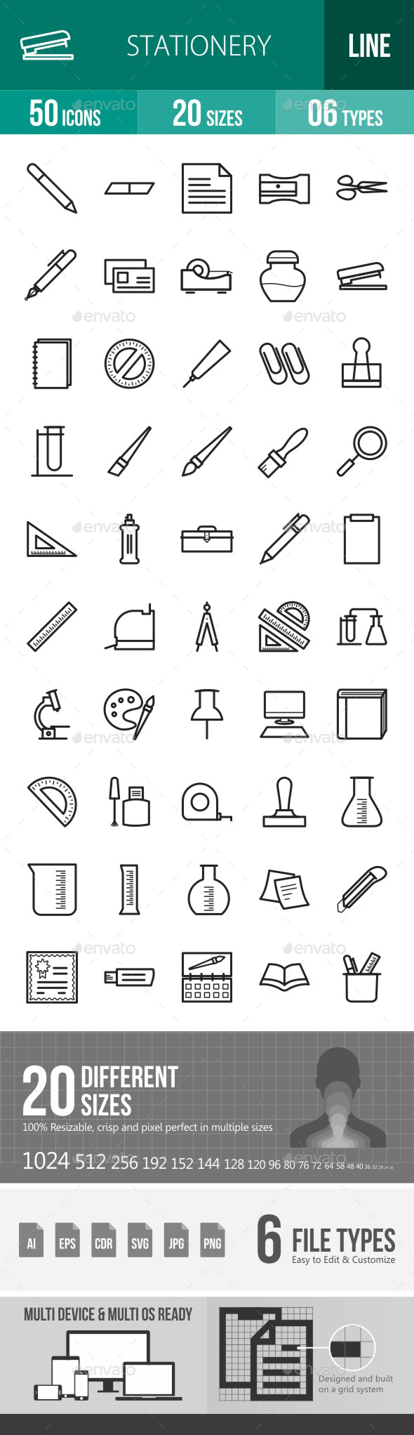 Stationery Line Icons - Icons