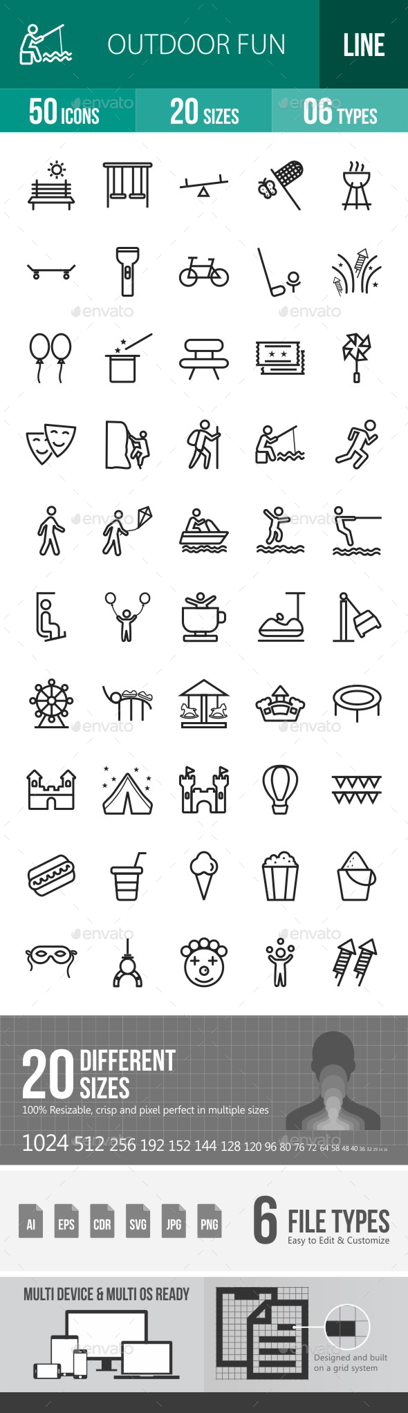 Outdoor Fun Line Icons - Icons