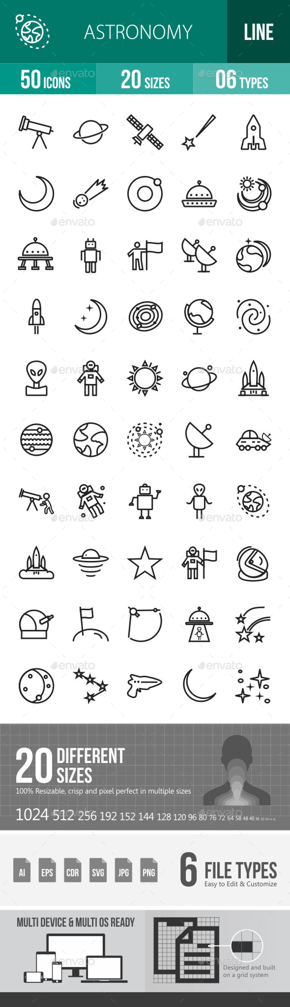 Astronomy Line Icons - Icons