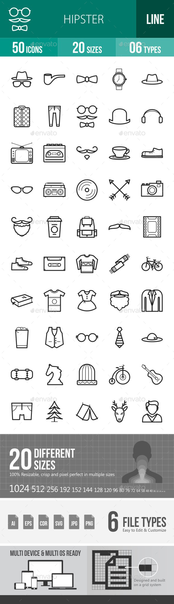 Hipster Line Icons - Icons