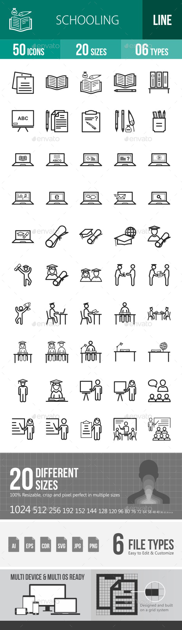 Schooling Line Icons - Icons