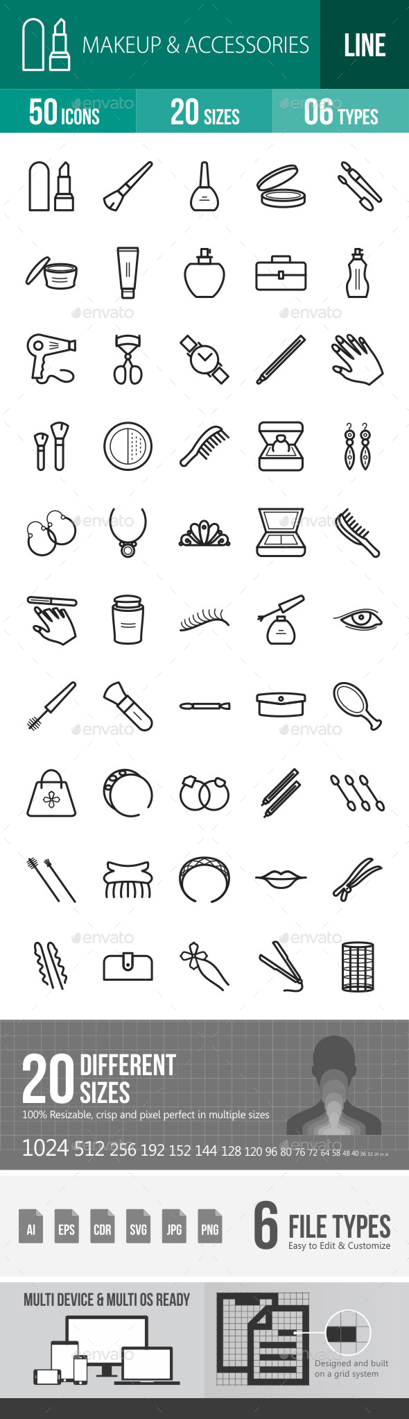 Makeup & Accessories Line Icons - Icons