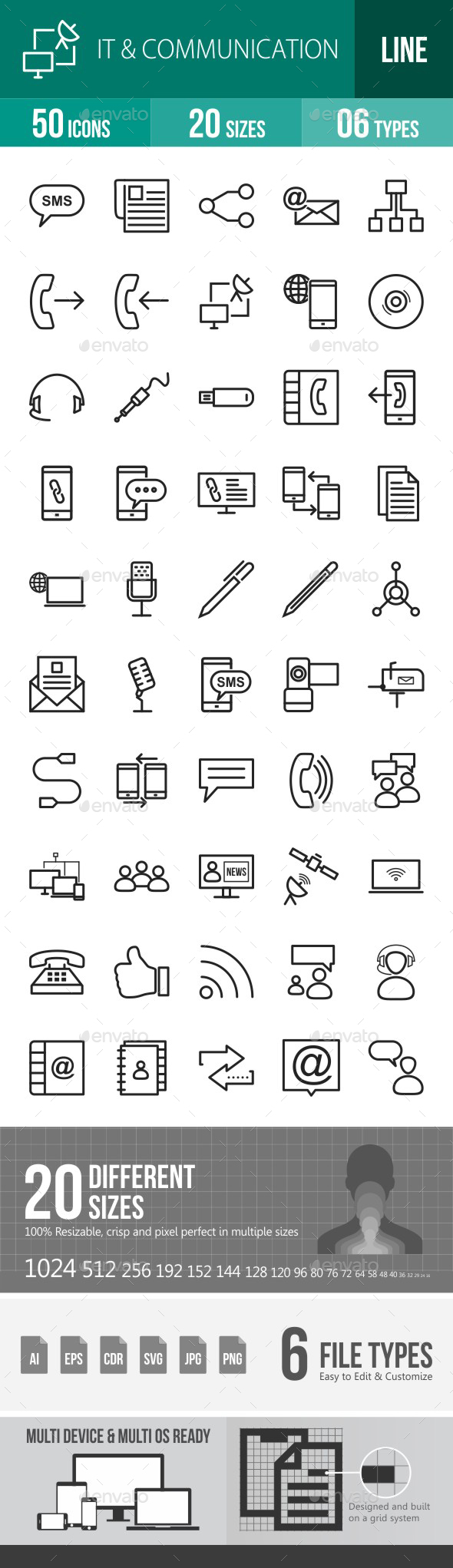 IT & Communication Line Icons - Icons