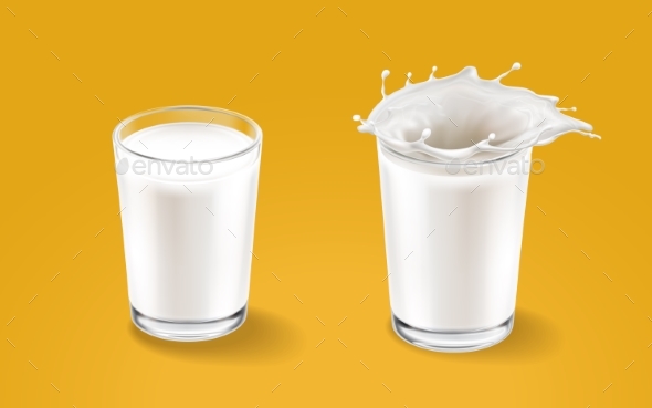 Milk and Transparent Cup Elements - Food Objects