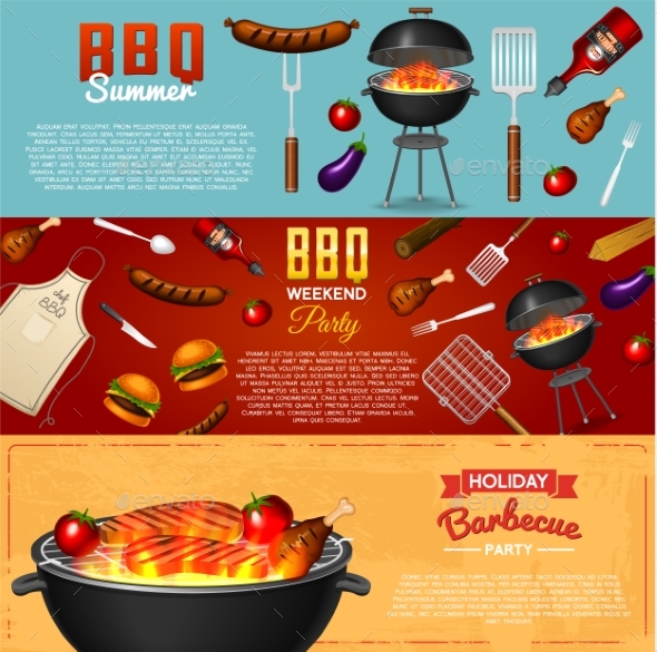 Barbecue Grill Elements Set - Food Objects