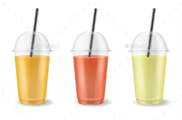Vector Realistic Clear Plastic Disposable - Food Objects