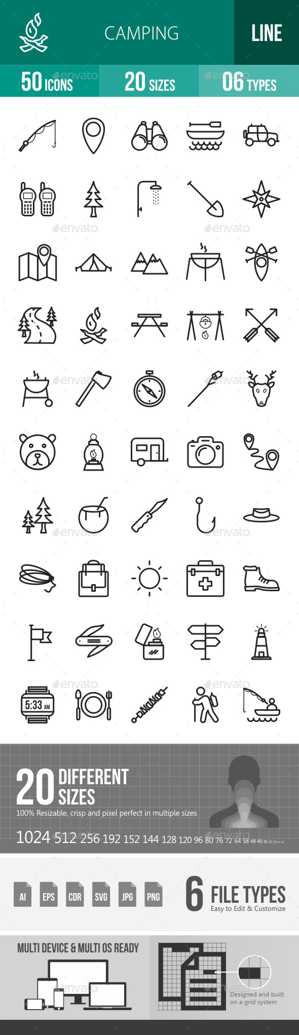 Camping Line Icons - Icons