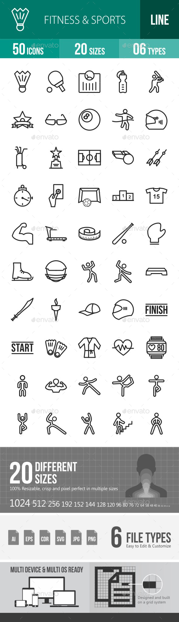 Fitness & Sports Line Icons - Icons