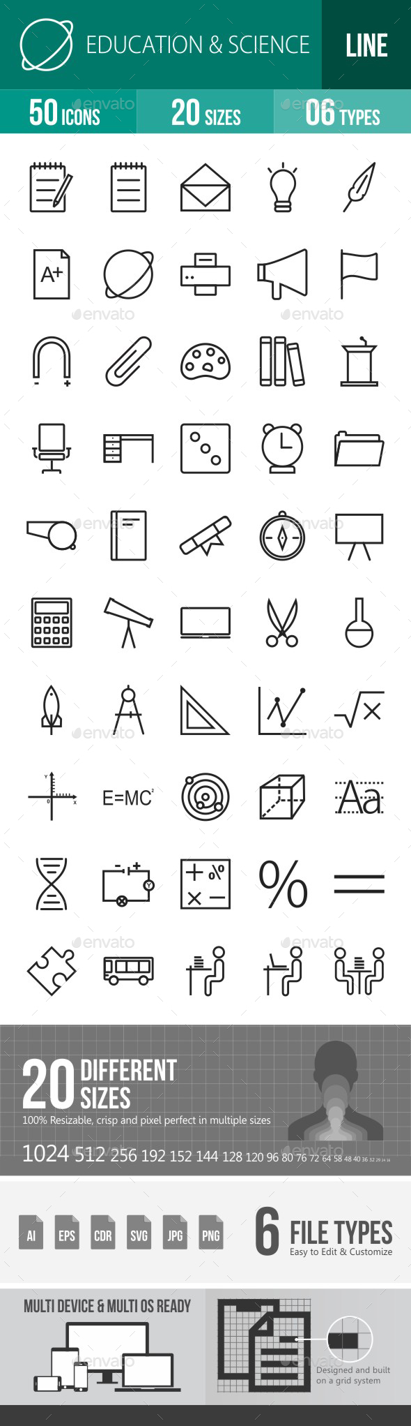 Education & Science Line Icons - Icons