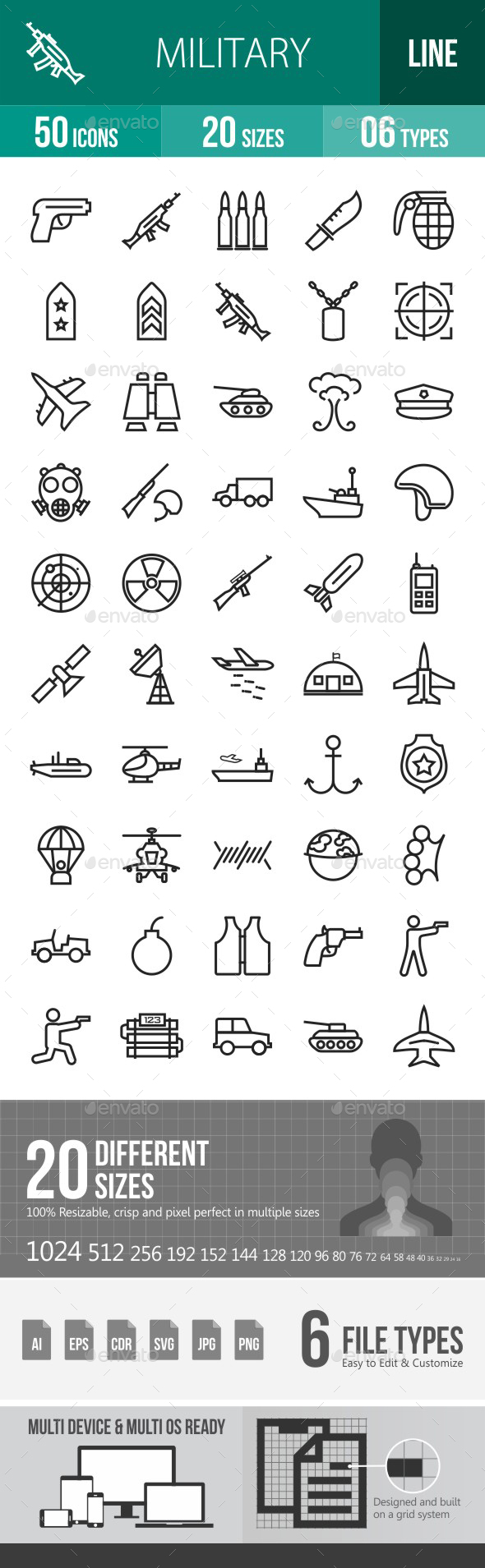Military Line Icons - Icons
