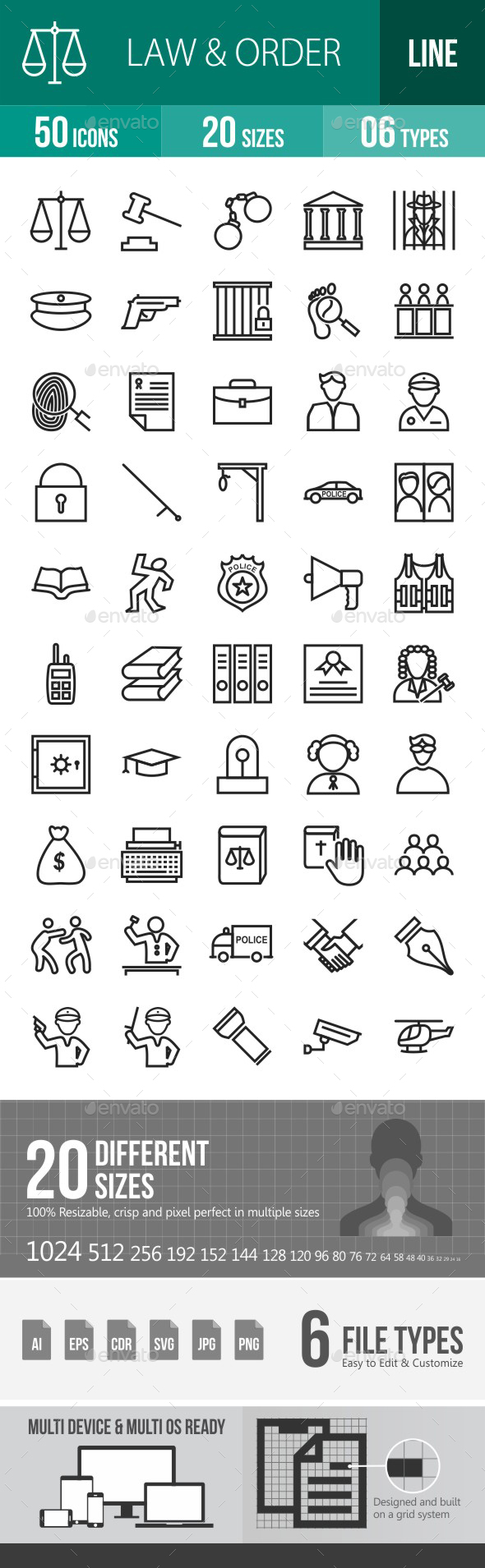 Law & Order Line Icons - Icons