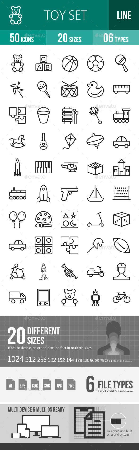 Toys Line Icons - Icons