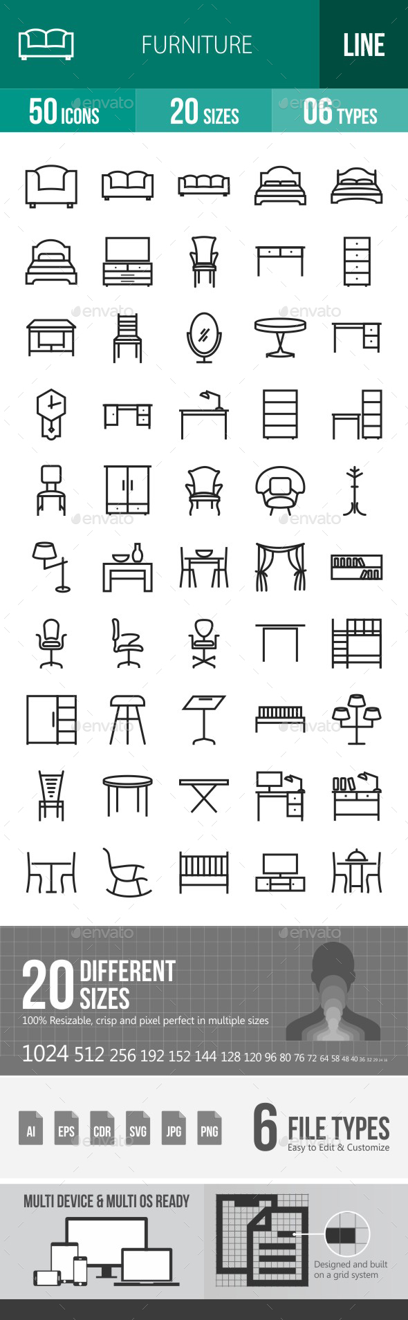 Furniture Line Icons - Icons
