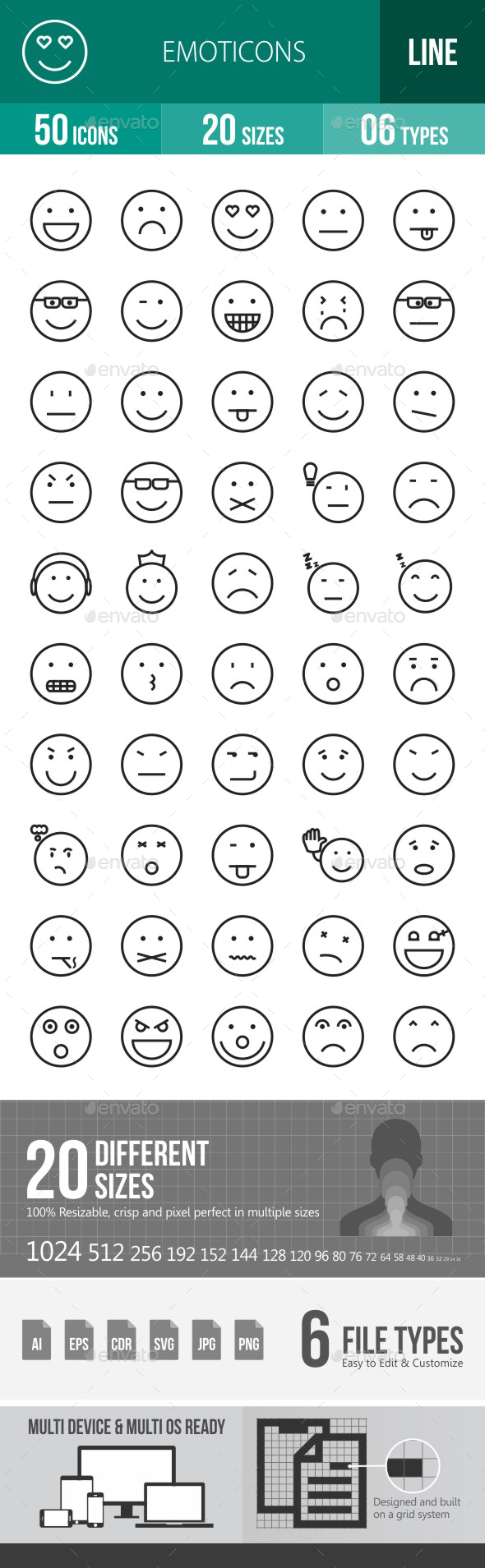 Emoticons Line Icons - Icons