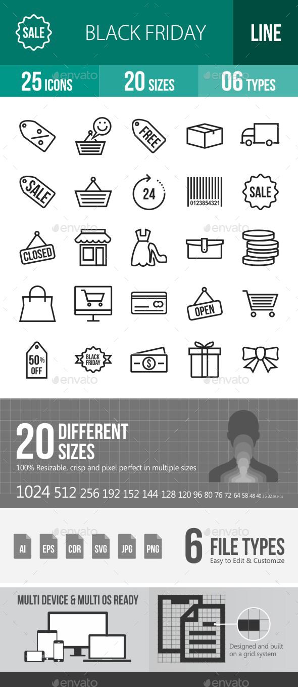 Black Friday Line Icons - Icons