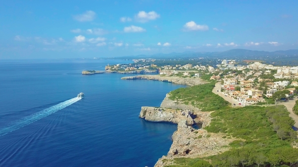 Cruise Ship Sailing Across The Mediterranean Sea - Aerial Footage alt
