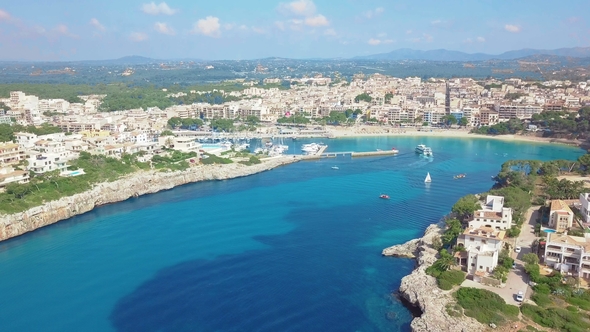 Aerial View Landscape of the Beautiful Bay of Cala Anguila with a Wonderful Turquoise Sea, Porto alt