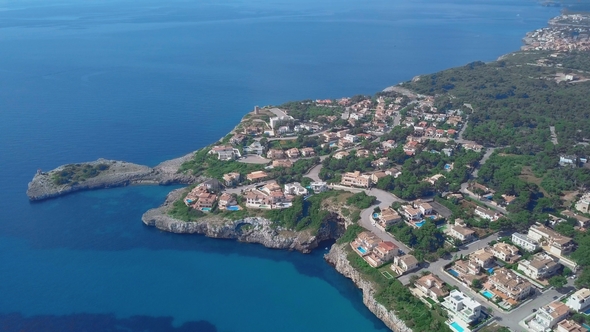 Aerial View Landscape of the Beautiful Bay of Cala Anguila with a Wonderful Turquoise Sea, Porto alt