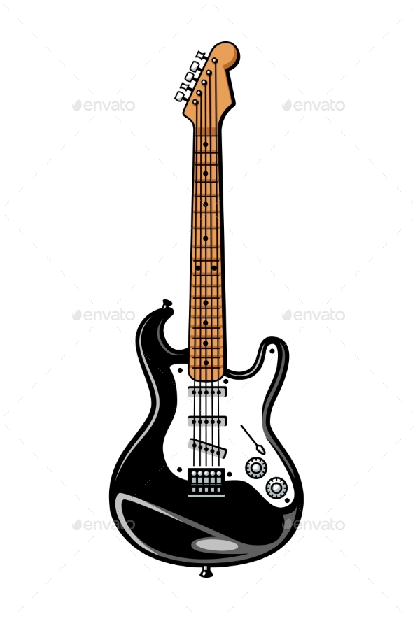 Vintage Colorful Electric Guitar Template by imogi GraphicRiver
