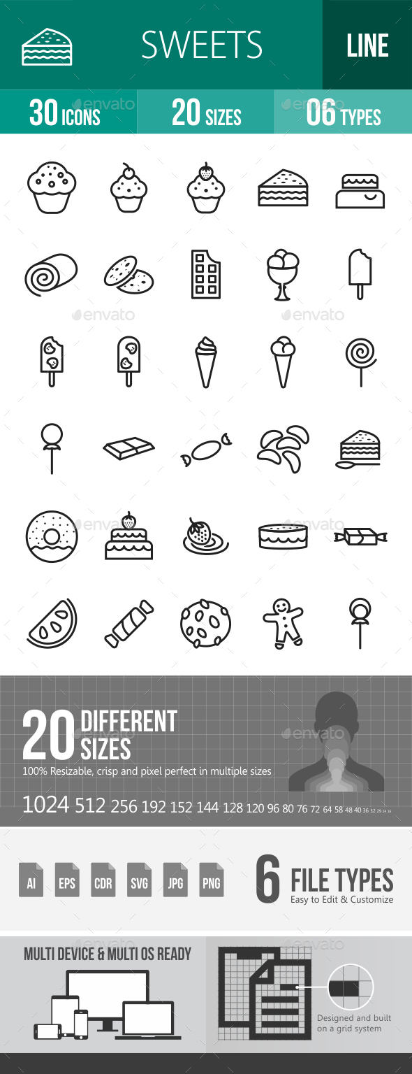 Sweets Line Icons - Icons