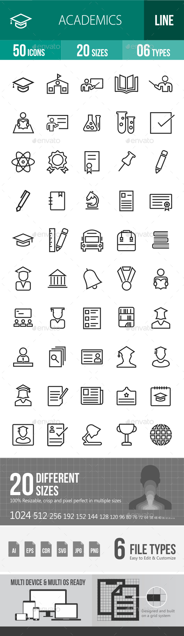 Academics Line Icons - Icons