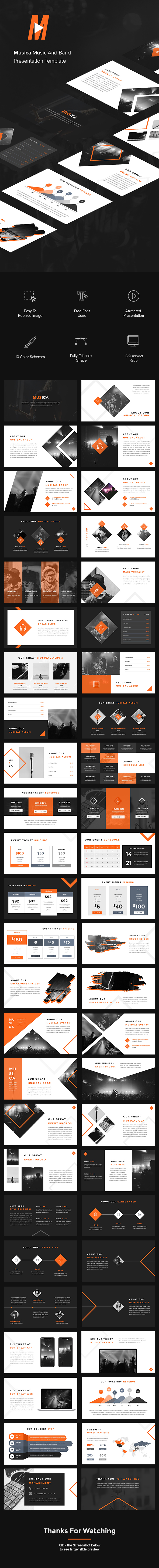 Musica - Music And Band PowerPoint Template - Miscellaneous PowerPoint Templates
