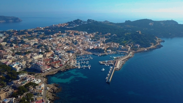 Aerial View. Cala Ratjada on the Coast of Mallorca alt