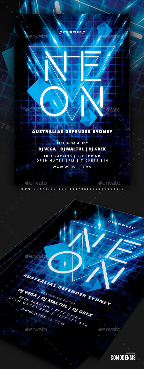 Neon Party Flyer - Clubs & Parties Events