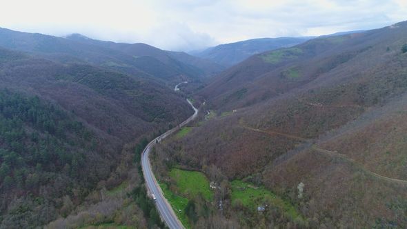 Valley Road With  Aerial Drone alt