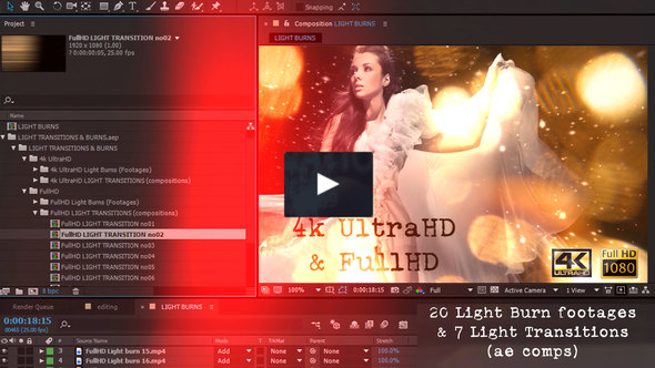 Light transitions & burns (AE project & footages)