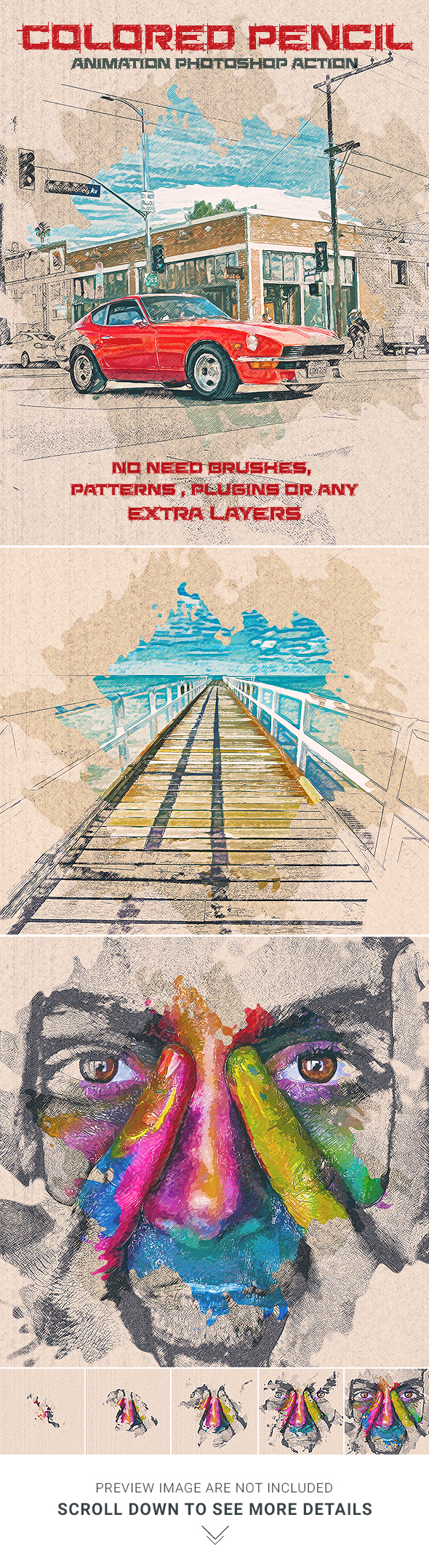 Colored Pencil Animation Photoshop Action - Photo Effects Actions