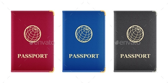 Red Blue and Black Passport Cover - Travel Conceptual
