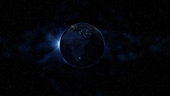 Sun Realistic Earth Rotating in Space
