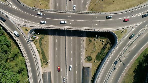 Aerial View of a Turbine Road Interchange in Kiev. Cityscape in Summer ...