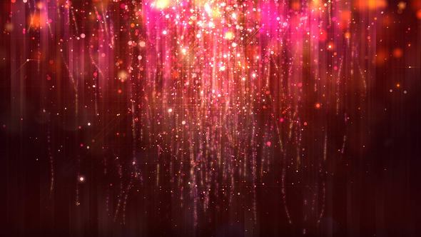 Red Glossy Rain Background with Glitter Particles