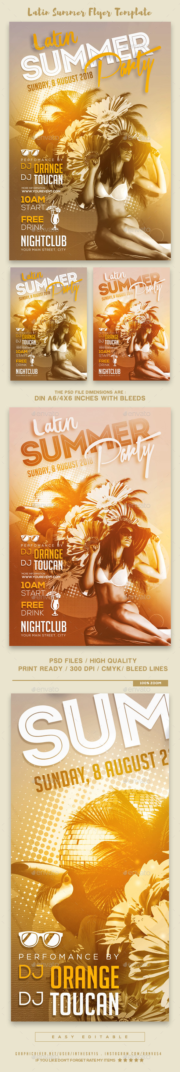 Latin Summer Flyer Template - Flyers Print Templates