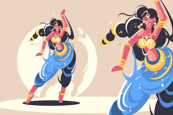 Indian Girl Traditional Dance - People Characters