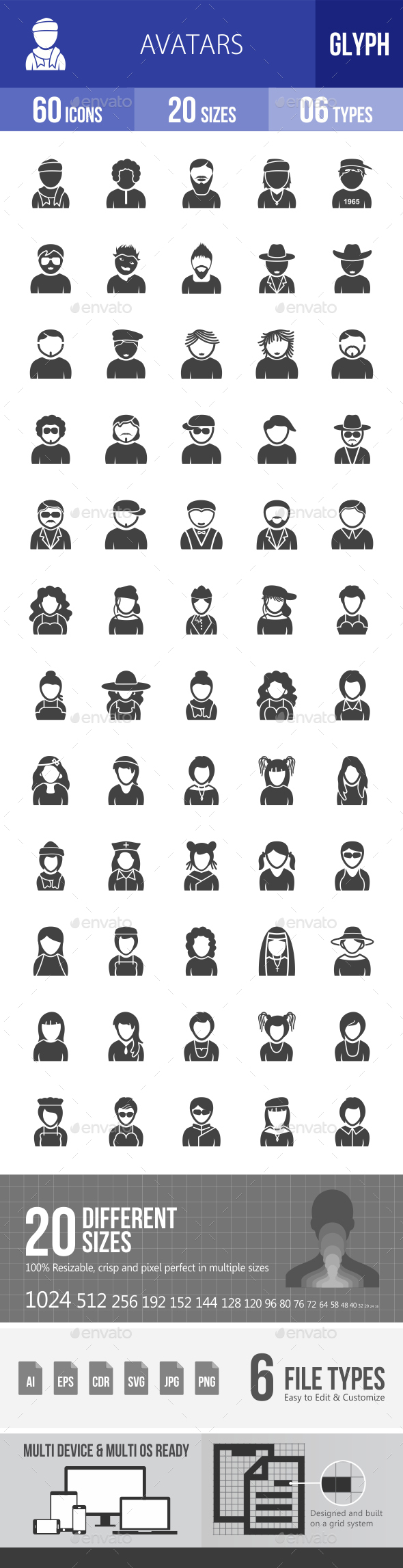 Avatars Glyph Icons - Icons