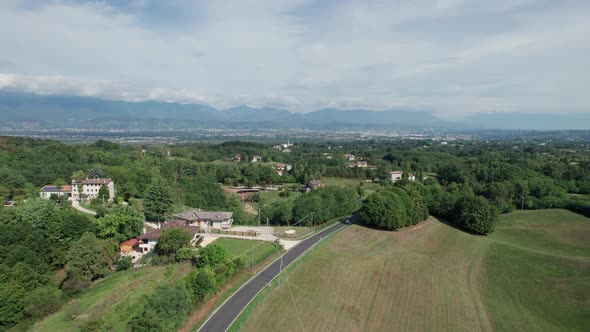 Drone View of a Typical Italian Mountain Landscape in the Countryside alt