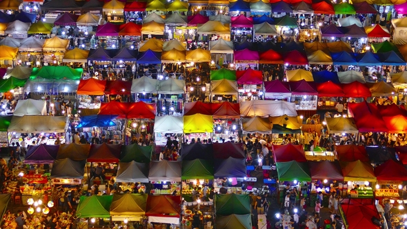 High View of Night Market Ratchada in Bangkok alt