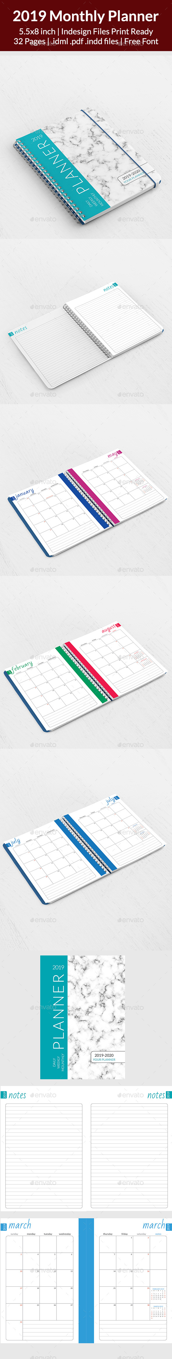 2019 Monthly Planner - Calendars Stationery