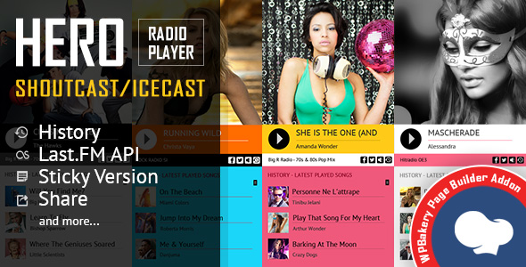 Hero - Shoutcast and Icecast Radio Player With History - Visual Composer Addon - CodeCanyon Item for Sale
